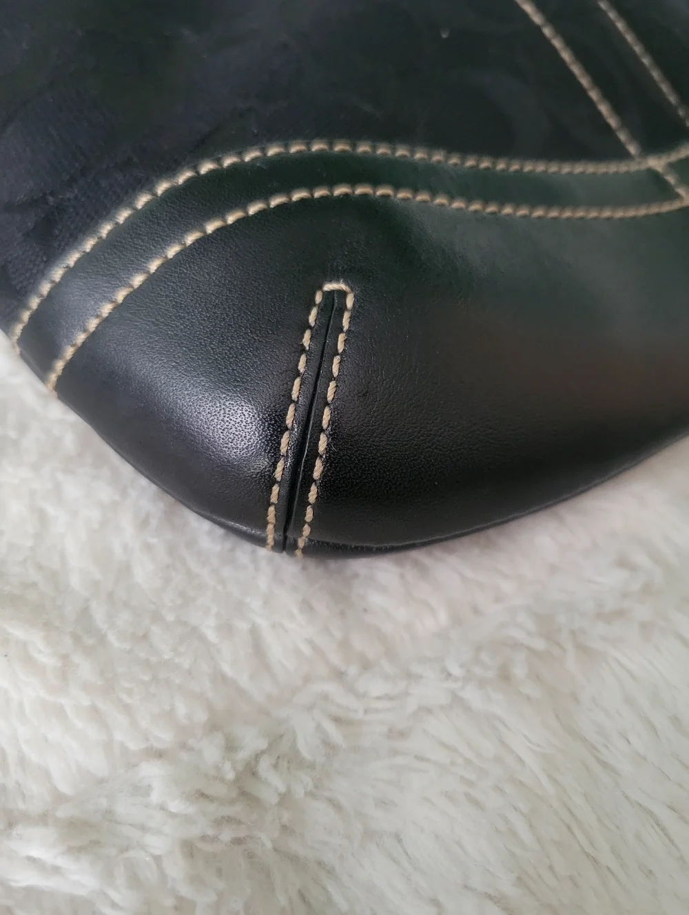 Coach Black Canvas Hobo with Leather Logo Patch Slim Jacquard #3577